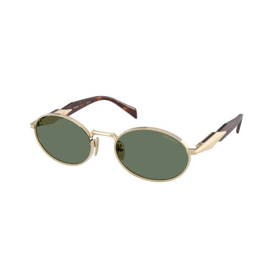 Prada Women's Oval Green Lens Sunglasses With Gold Frame Gold