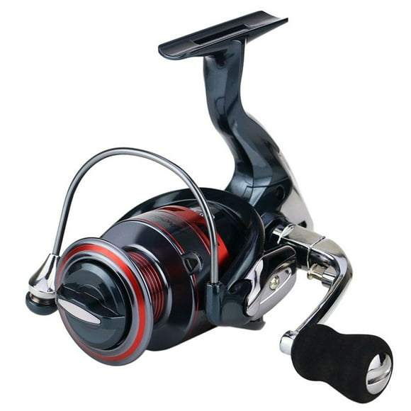 Moulinet de Pêche en Métal Complet 13+1BB 1000 - 7000 Séries Moulinet Noir avec Poignée Interchangeable, Cadre Squelet en Aluminium Rigide