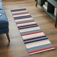 thumbnail image 3 of 2'x6' Rug Runners for Hallways Kitchen, Blue Red Striped Non Slip Entryway Beside Floor Carpet Runner, Modern Stripes Art Farmhouse Washable Laundry Room Bedroom Throw Rugs Mat for Family Pet, 3 of 8