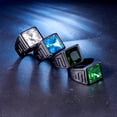 thumbnail image 3 of PAURO Men's Stainless Steel Vintage Square Agate Gemstone Ring High Polished Black Side,Black Size 11, 3 of 4