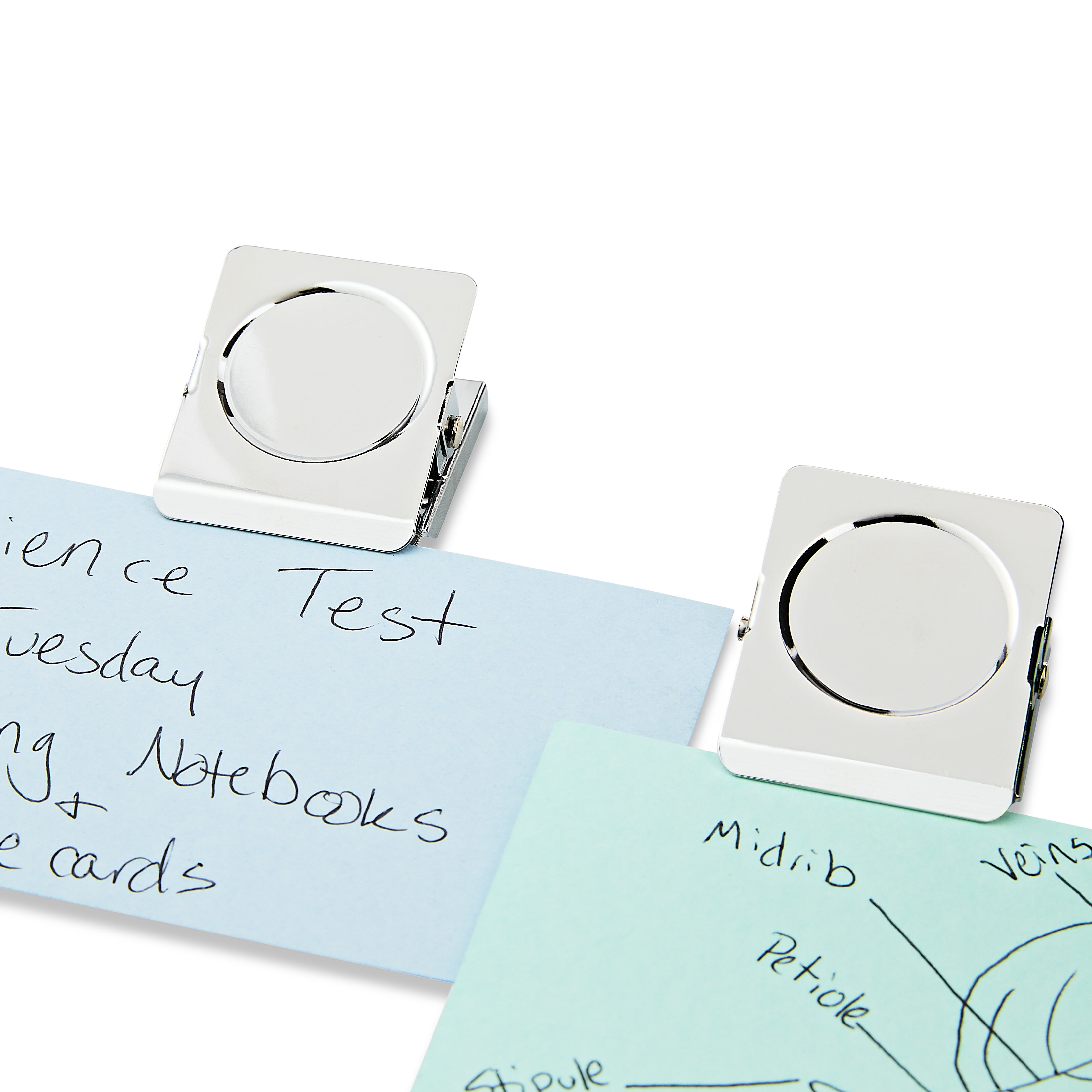 Pen+Gear Square Magnetic Clips, Silver, 2 Pack, Stainless Steel