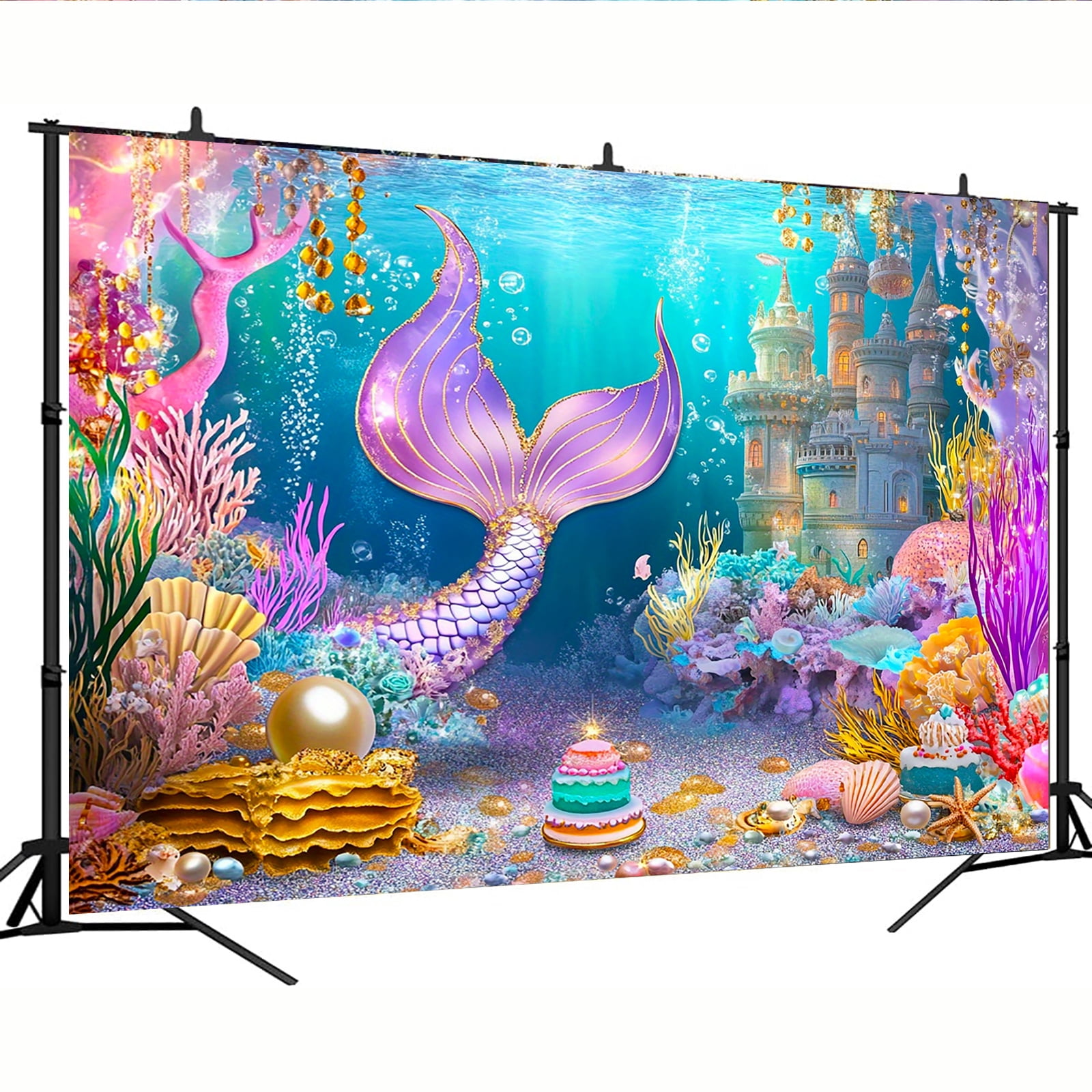 Meerjungfrau Geburtstag Hintergrund-Banner 180x120 Cm – Unterwasser-Deko Für Mottopartys