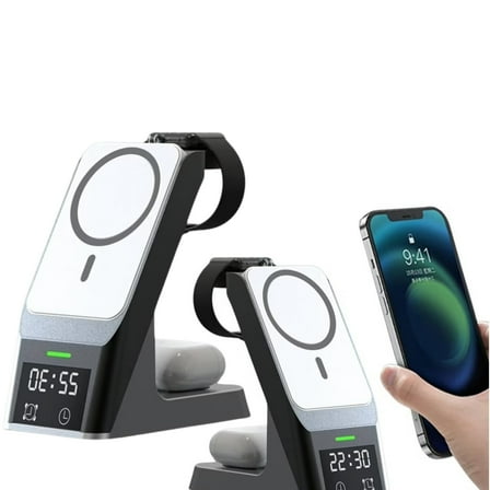 3-in-1 Magnetic Wireless Charging Station – Fast Charger Stand for iPhone 15/14/13/12 Series, Apple Watch & AirPods Pack of 2