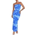 thumbnail image 1 of Vestido largo BTFBM floral sin tirantes en tubo ajustado de malla con capas, 1 of 9
