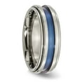 thumbnail image 4 of Titanium with Blue Triple Groove 8mm Polished Band, 4 of 6