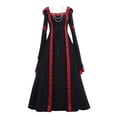 thumbnail image 1 of Womens Halloween Costumes 2024 Cosplay Gothic Dresses Women's Gothic Ruffle Bell Sleeve Corset Halloween Costume Plus Size Dress Off Shoulder Graphic Print Necklace Trim Dress, 1 of 3