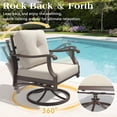 thumbnail image 3 of Mvpipi 6 Piece Aluminum Patio Conversation Set, Outdoor Metal Furniture Set w/Rocking Swivel Chairs, 3-Seat Sofa, Ottomans and Coffee Table, 5" Thickened Cushions for Backyard, Poolside, Beige, 3 of 8