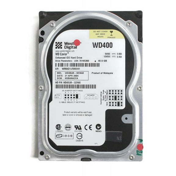 Hdd, 40gb, wd400jb-32ena0, hsbana2ca, bad media, (0037)