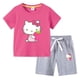 thumbnail image 3 of Camiseta con estampado de dibujos animados de verano de Hello Kitty + Pantalones casuales traje de dos piezas de manga corta de algodón para niños y niñas pueden usar, 3 of 5