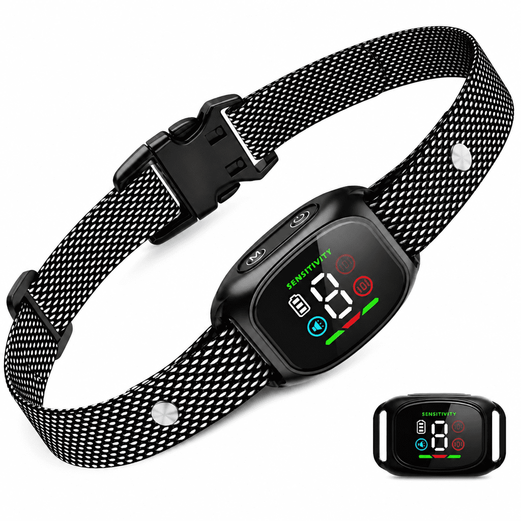 ELORIAH Dog Bark Collar for Large Medium Small Dogs - Rechargeable Anti Barking Training Collar with 5 Adjustable Sensitivity Beep Vibration (Black)
