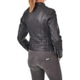 thumbnail image 2 of HOT! Women's Genuine Lambskin Leather Jacket Slim Fit Biker Black jacket Coat W678, 2 of 3