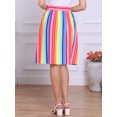thumbnail image 4 of DARING DIVA Women's Striped Button Front Elastic Back Waist A-Line Skirt XL Rainbow, 4 of 6