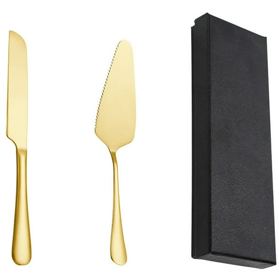 STRANDCHIC Golden Cake Cutting Tool and Cutlery Set for Parties and Events, 1 Set