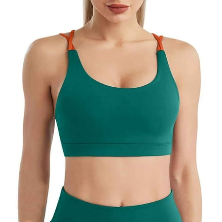 Yyeselk Sports Bras for Women Backless No Underwire Push Up Bra Crisscross Back High Impact Fitness Workout Yoga Bra Crop Tank Tops Green XXL