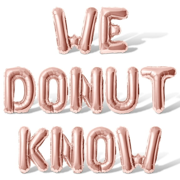 Letter Balloons - WE DONUT KNOW 16" Inch Alphabet Letters Foil Mylar Balloon Baby Shower Party Banner (Rose Gold)