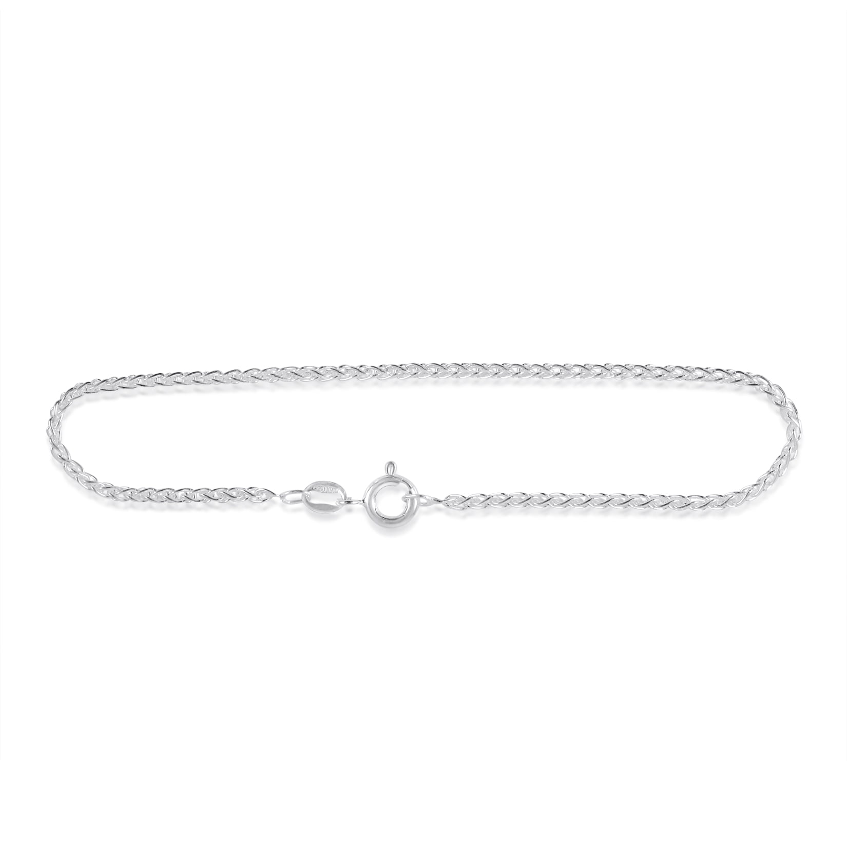 Size 7.25 Italy Sea of Ice Sterling Silver 1mm Square Snake Chain Bracelet for Women