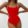 thumbnail image 2 of Sngxgn Swimsuit for Women Bathing Suits Front Cutout Adjustable Straps Ruched Swimwear(Red,M), 2 of 7