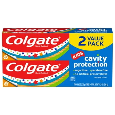 Colgate Kids Cavity Protection Toothpaste with Fluoride, Mild Bubble Fruit, 4.6 oz, 2 Pack
