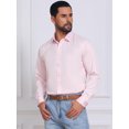 thumbnail image 4 of INSPIRE CHIC Men's Point Collar Long Sleeve Button Down Solid Color Formal Dress Shirts Pink M, 4 of 4