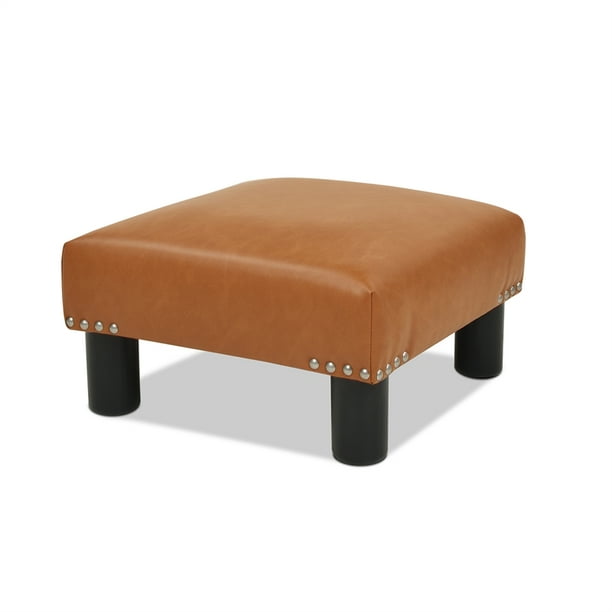 Jennifer Taylor Home Jules Square Accent Footstool Ottoman Caramel