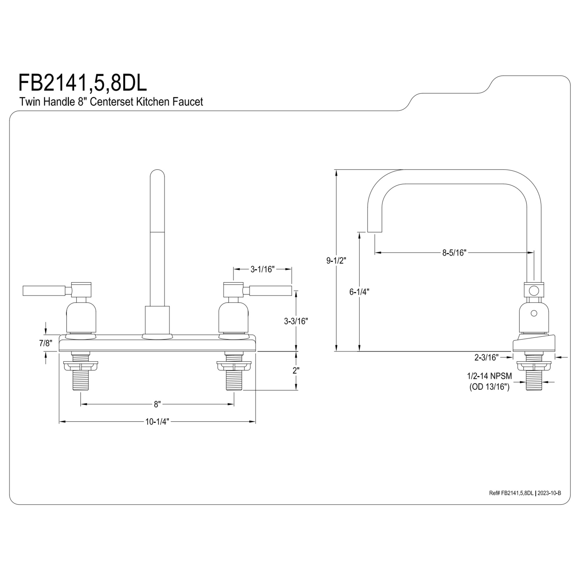 Kingston FB2145DL Concord Two-Handle 2-Hole 8" Centerset Kitchen Faucet in Oil Rubbed Bronze