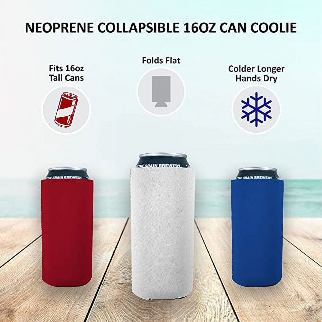 Blank Neoprene Collapsible 16 oz. Can Coolie (4 Pack, Black)
