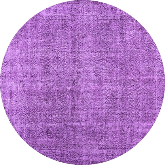 Ahgly Company Indoor Round Abstract Purple Contemporary Area Rugs, 7' Round