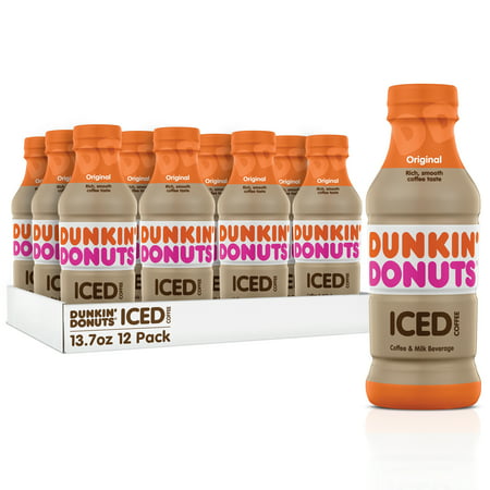 Dunkin' Donuts Original Iced Coffee Bottles, 13.7 fl oz, 12