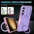 thumbnail image 5 of ELEHOLD Rugged Case for Samsung Galaxy S24 FE with Sliding Camera Lens Cover Rotation Ring Holder Stand Function Compatible with Mag Safe Shockproof Cover for Samsung Galaxy S24 FE  - Purple, 5 of 9