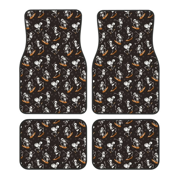 Fotbe Jumping Skull Juego de 4 Tapetes para Auto con Estampado – Alfombrillas de Goma Reforzada, Diseño Antideslizante, Protección para Todo el Año – Vehículos, Autos, Camionetas y SUVs