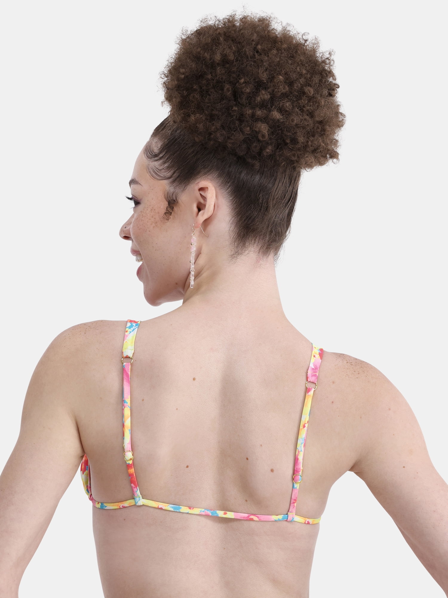 No Boundaries Women's Multi Floral Bralette Swim Top, Sizes XXS - XXL