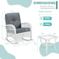 thumbnail image 4 of MEETWARM 3 Pieces Patio Conversation Set, Rattan Outdoor Rocking Patio Bistro Set with 2 Rockers and 1 Side Table with 4" Thick Cushions, Outdoor Furniture Set for Porch Backyard, White Wicker/Grey, 4 of 9