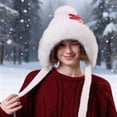 thumbnail image 2 of TINZ Winter Jacquard Hat With Large Ear For Thick Knitted Face Cold Weather Babushka Hat Bonnet, 2 of 4