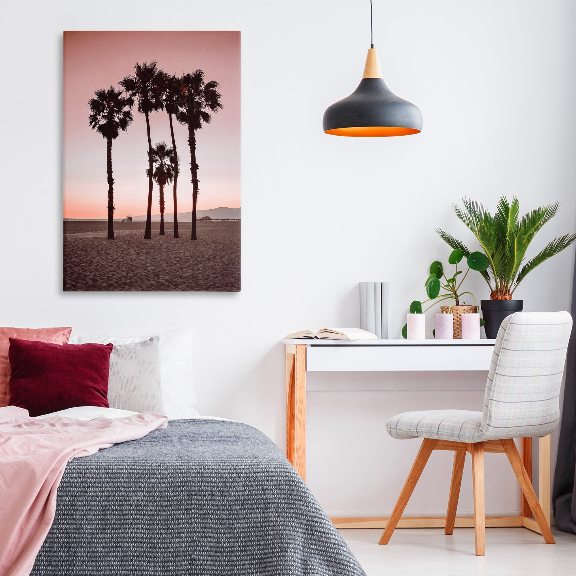 Stupell Industries Stanta Monica Palms Pink Canvas Wall Art design by Natalie Carpentieri, 30 x 20