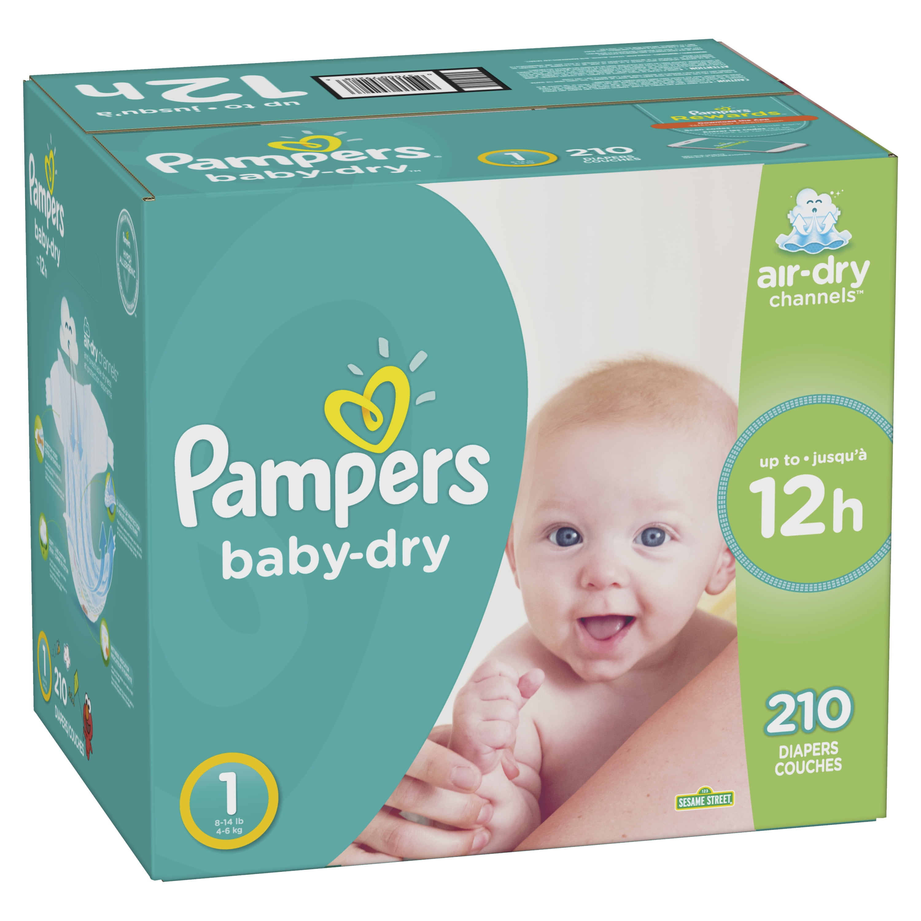 Pampers Couches bébé taille 4+ 10-15Kg Baby-Dry x82 