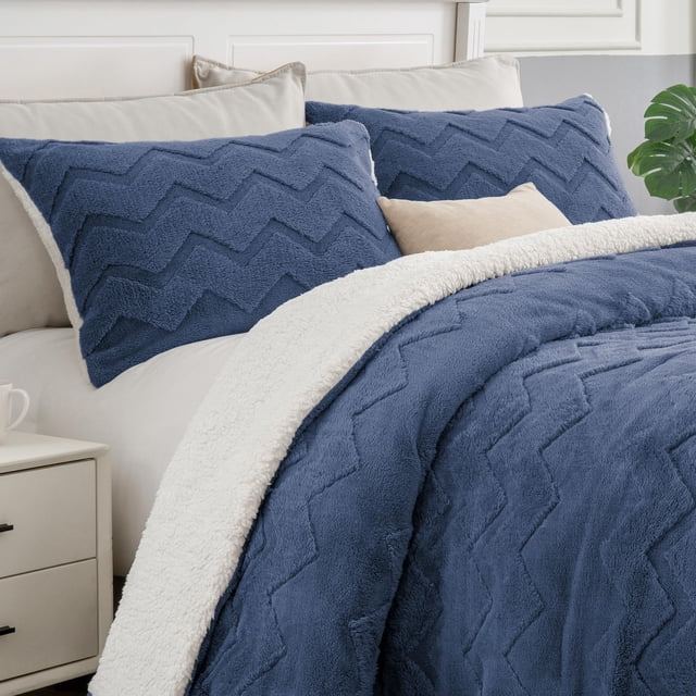 Set de edredón BEDELITE Fluffy Queen Super Soft Sherpa Navy