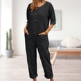 thumbnail image 1 of Vestido Algodón Lino Otoño Monos largos Color sólido Damas Traje diario Ygjytge Negro L para Mujer, 1 of 6