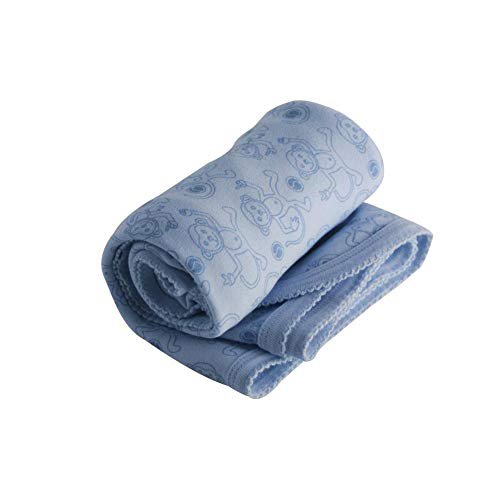 Corps en Santé de la Tête aux Pieds BKBLUEMONKEY Couvertures pour Bébé en Coton Biologique - Couverture de Réception Bleue Monkey