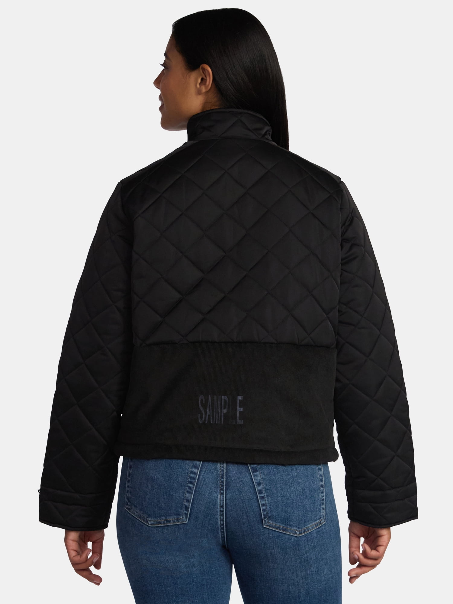 Time and Tru Women's and Women’s Plus Mixed Media Puffer Jacket, Sizes XS-2X