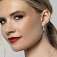 thumbnail image 4 of Gem Stone King 14K White Gold Blue Sapphire and Lab Grown Diamond Dangle Earrings for Women | 1.50 Cttw | Gemstone September Birthstone | Oval 7X5MM, 4 of 6