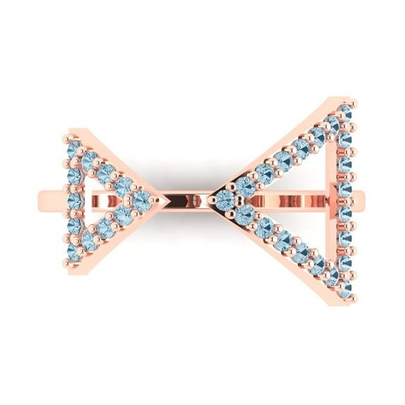 Statement Engagement Ring for Women - 0.2475ct Natural Swiss Blue Topaz in 18K Rose Gold Promise Ring