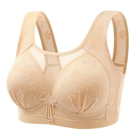

purcolt Plus Size Lace Wireless Bra Full-Coverage Wirefree Bralette Comfort Fit Convertible Bra Non-adjustable Underwear Bra for Everyday Wear Underwear（34B-44D）