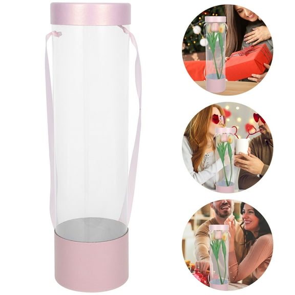 Soimiss bouquet transport box Plastic Pink Couples Valentine Day 1Set