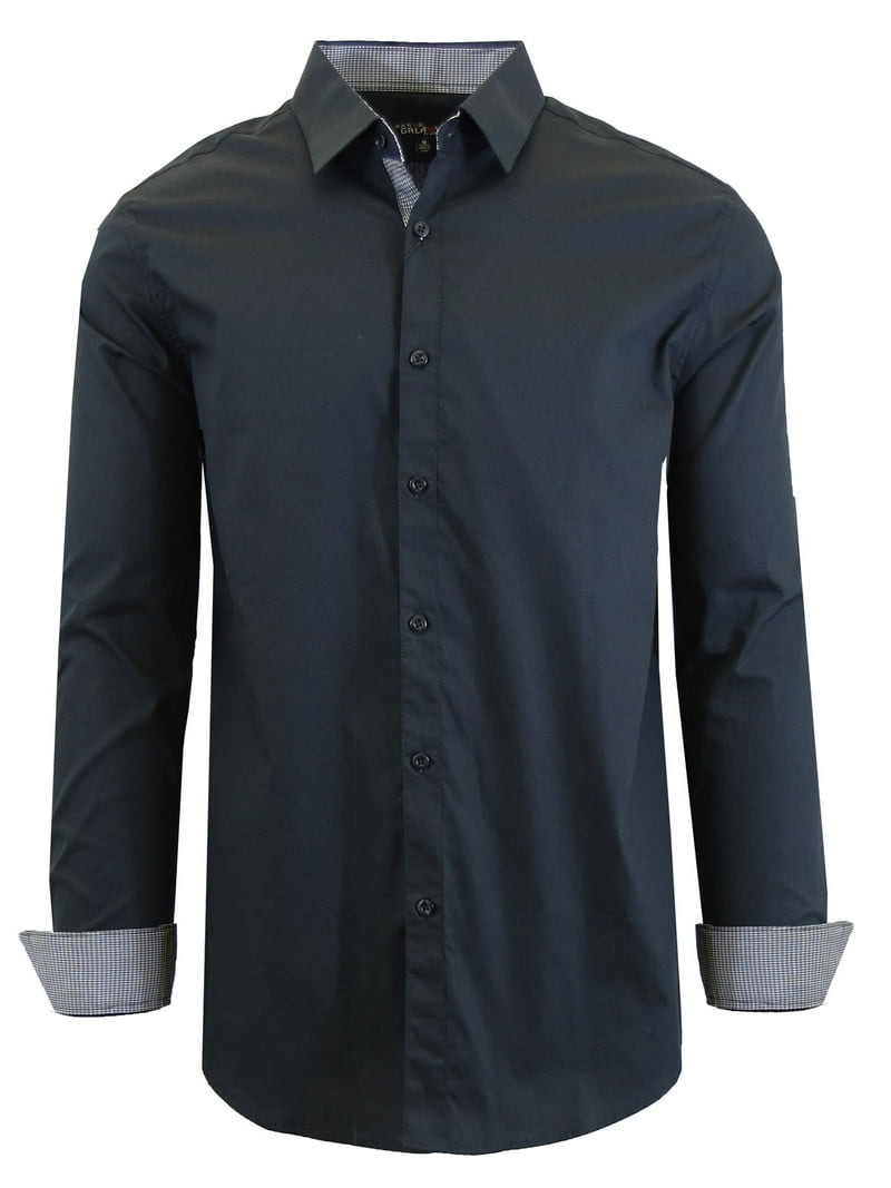 walmart long sleeve dress shirts Gentlemens Collection Men's Regular Fit Long Sleeve Solid Dress Shirt