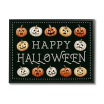 Stupell Industries Happy Halloween Jack-o-Lanterns Graphic Art Black Framed Art Print Wall Art, Design by Elizabeth Tyndall