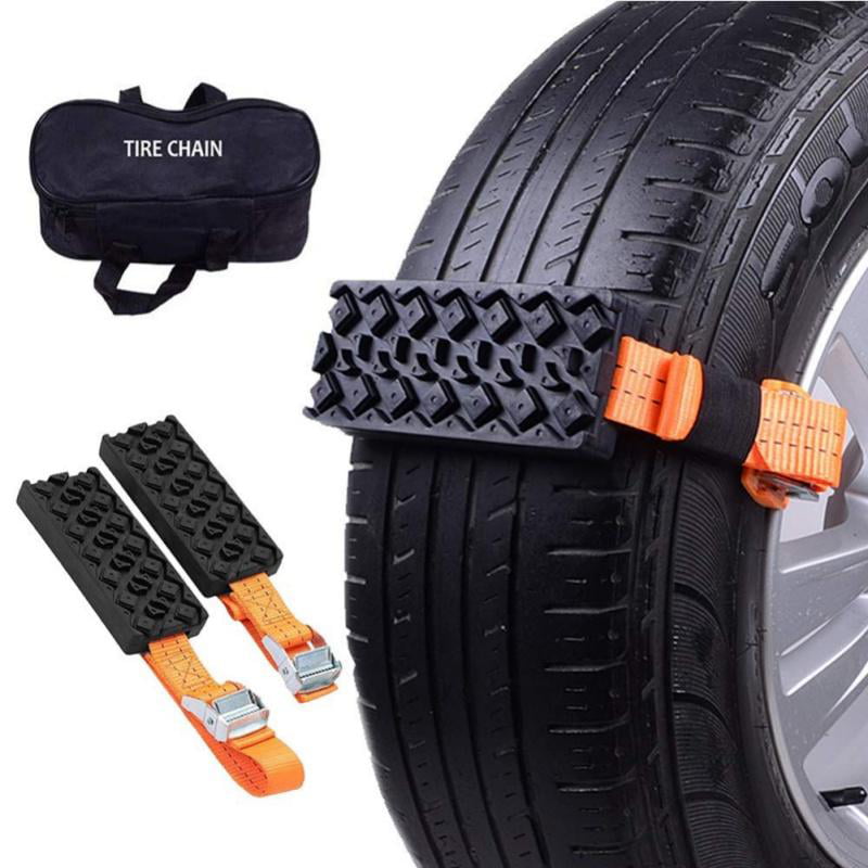 Snow Mud Sand Emergency Anti-Slip Tire Straps Traction Device for Car Truck SUV ATV MNJ Motor Anti-Skid Tire Block with Carry Bag 2pcs 