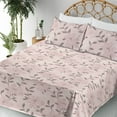 thumbnail image 3 of Floral Sheet Set, Romantic Vibe Minimalist Drawn Flower Sketch Pattern on Roseta Tone Back, Fitted & Flat Sheet with Pillowcase Bedding Accent 4 Pcs Set, King, Pale Pink Beige Blush, by Ambesonne, 3 of 5