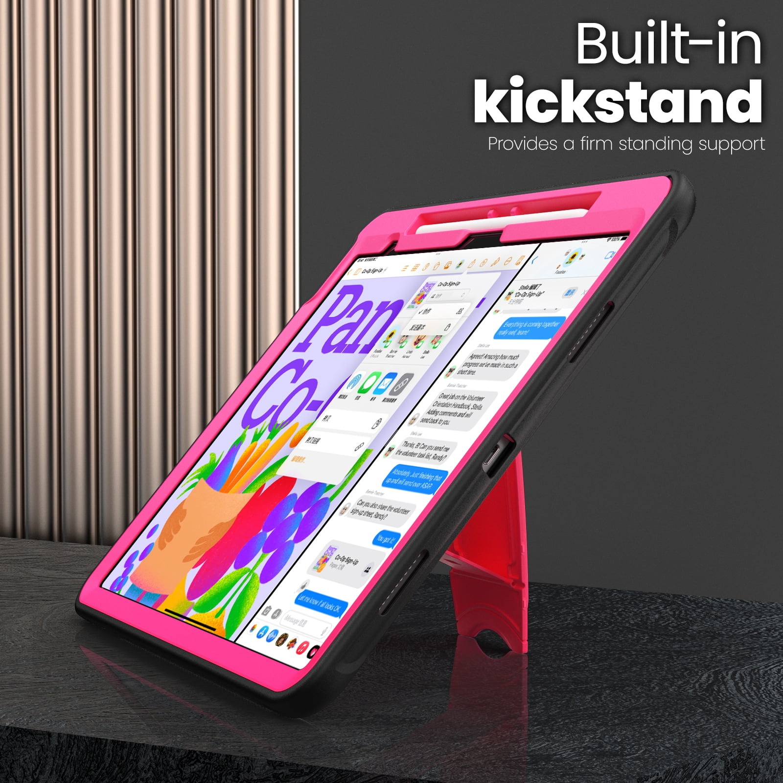 Allytechgroup Case for Apple iPad Air 13 Inch M2 2024 with Pencil Holder/ Support Pencil 2nd & Magnetic Attachment Wireless Charging Kickstand Hard PC + Soft TPU Shockproof Stand Rugged Cover, Rose