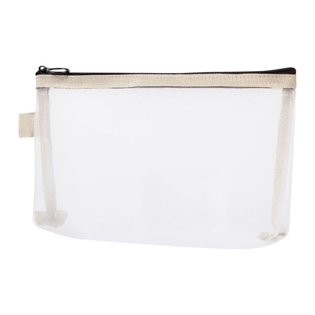 Estuche portátil de malla para colegio y oficina - Bolsa de cosméticos transparente con cremallera para viajar, pintalabios y almacenamiento de tarjetas