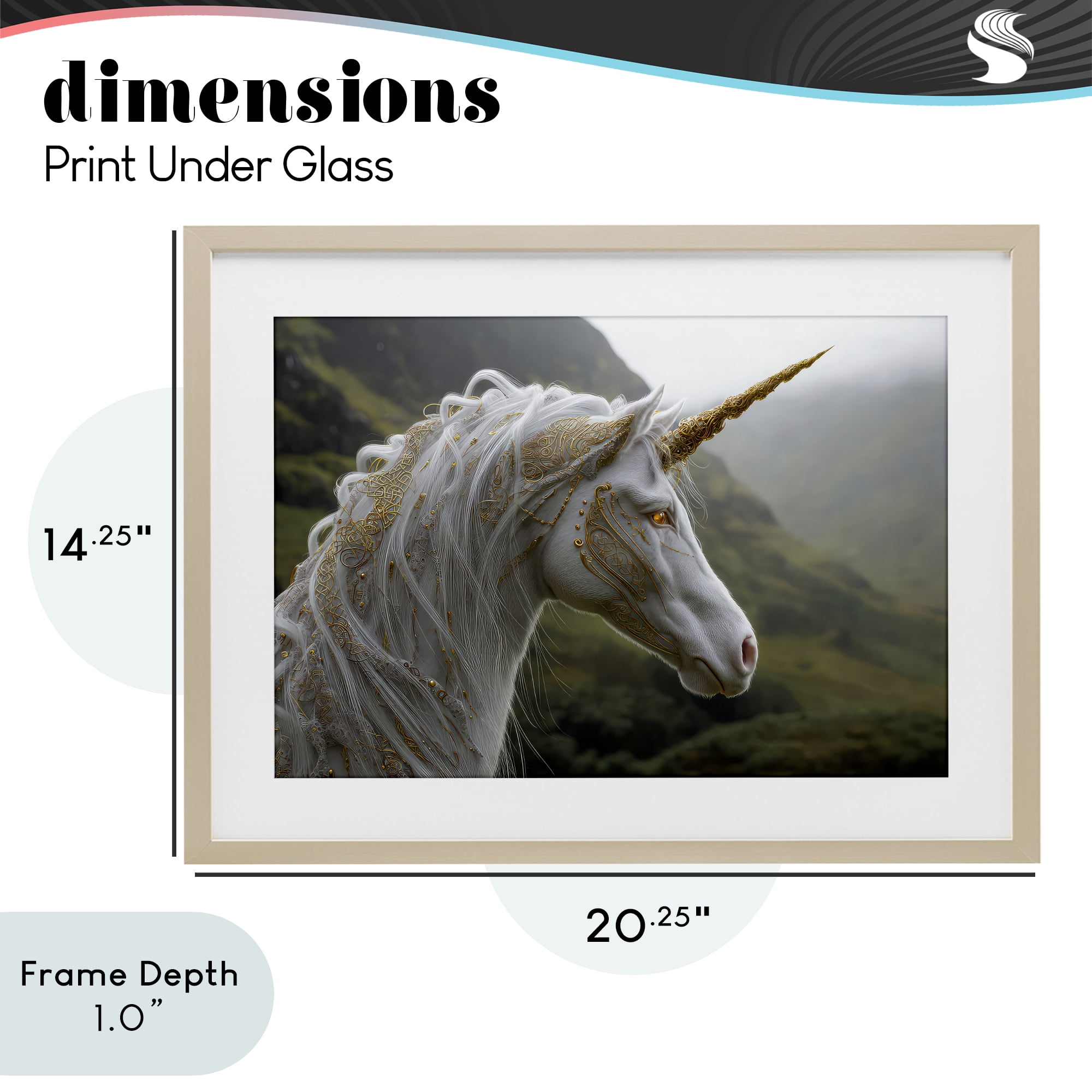 Stupell Industries Ornate Celtic Unicorn Birch Framed Print Under Glass, design by The Wands Want